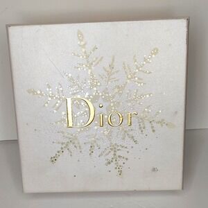 Christian Dior Christmas Snowflake Winter White and Metallic‎ Gold Gift Box